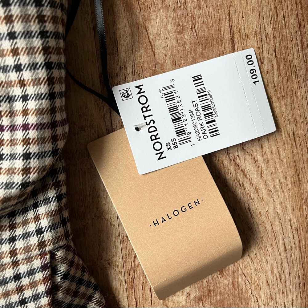 NWT Halogen Houndstooth Check Cap Sleeve Ruffle Hem Dress Size XS - Picture 3 of 7